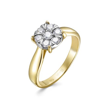 Кольцо с 7 бриллиантами из лимонного золота 141911