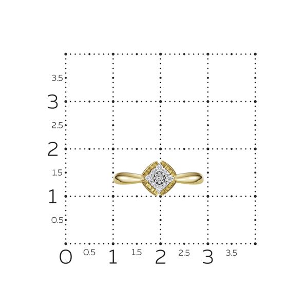 Кольцо с 9 бриллиантами из лимонного золота 126901