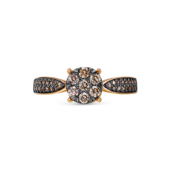 Кольцо с 37 коньячными бриллиантами из красного золота 141280 Кольцо с 37 коньячными бриллиантами из красного золота 141280