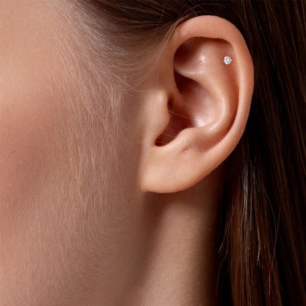 Пирсинг с бриллиантом 0.045 карат из лимонного золота 142925