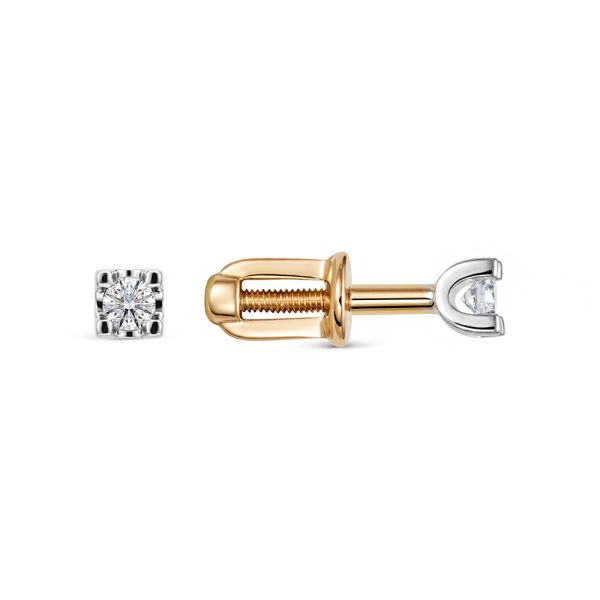 Серьги-пусеты с бриллиантами 0.123 карат из красного золота 148320