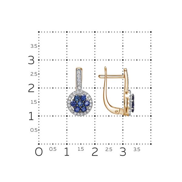 Серьги с 14 сапфирами и 50 бриллиантами из красного золота 143675