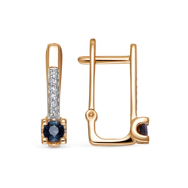 Серьги с сапфирами и 12 бриллиантами из красного золота 144614