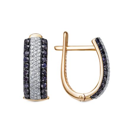 Серьги с 40 сапфирами и 104 бриллиантами из красного золота 129557