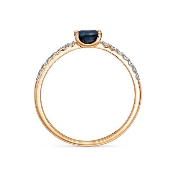 Кольцо с сапфиром и 14 бриллиантами из красного золота 144249