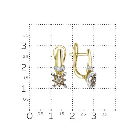 Серьги с 18 коньячными бриллиантами и 14 бриллиантами из лимонного золота 137336 Серьги с 18 коньячными бриллиантами и 14 бриллиантами из лимонного золота 137336