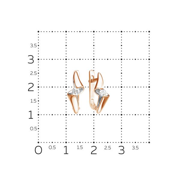 Серьги с бриллиантами 0.15 карат из красного золота 53972