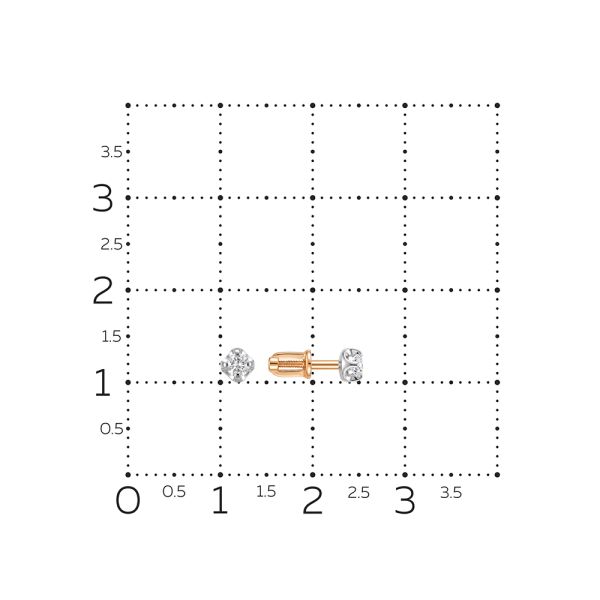 Серьги-пусеты с бриллиантами 0.218 карат из красного золота 148341