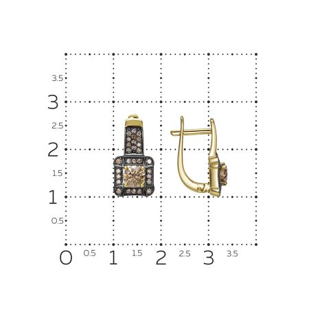 Серьги с 58 коньячными бриллиантами из лимонного золота 144620