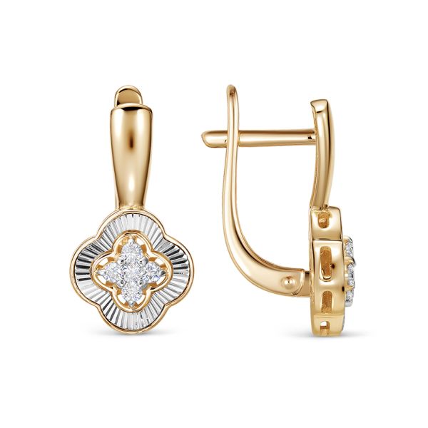 Серьги с 10 бриллиантами 0.24 карат из красного золота 142793