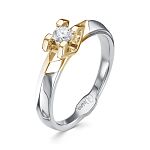 Помолвочное кольцо с бриллиантом 0.155 карат из комбинированного золота 72205