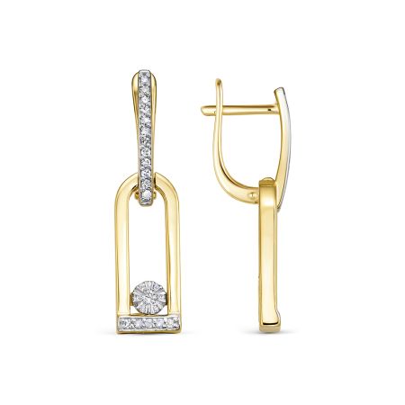 Серьги с 48 бриллиантами из лимонного золота 144591