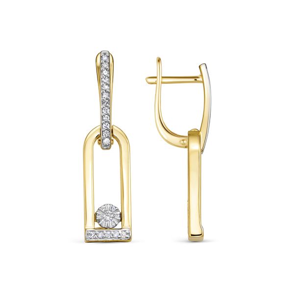 Серьги с 48 бриллиантами из лимонного золота 144591