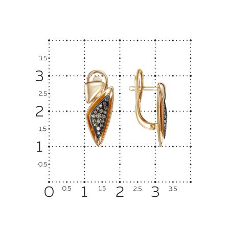 Серьги с 36 коньячными бриллиантами из красного золота 136349