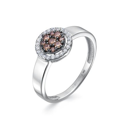 Кольцо с 9 коньячными бриллиантами и 22 бриллиантами из белого золота 143219