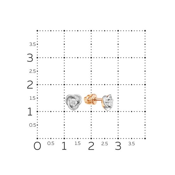 Серьги-пусеты с бриллиантами 0.123 карат из красного золота 61702