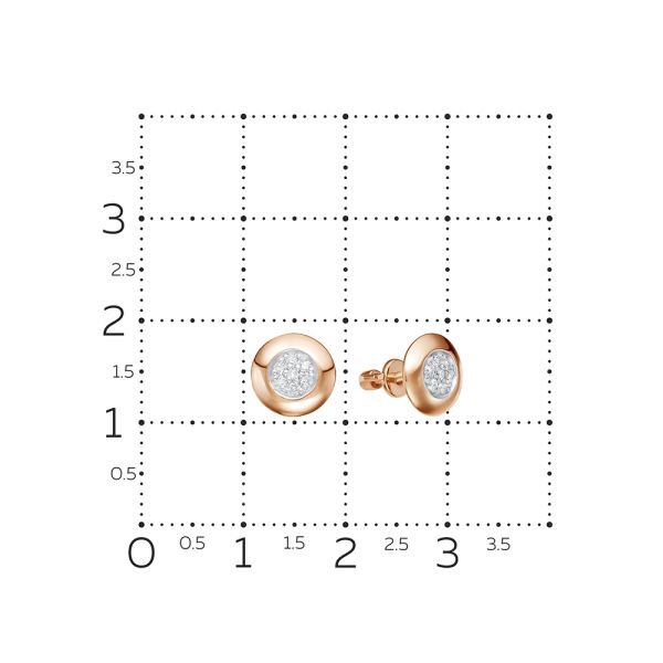 Серьги-пусеты с 14 бриллиантами 0.098 карат из красного золота 61723