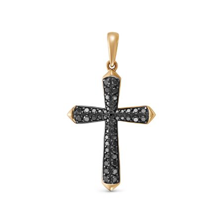 Декоративный крест с 51 черным бриллиантом из красного золота 124008