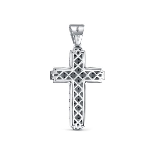 Декоративный крест с 78 черными бриллиантами из белого золота 121215
