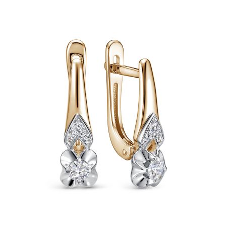 Серьги с 12 бриллиантами из красного золота 138850 Серьги с 12 бриллиантами из красного золота 138850