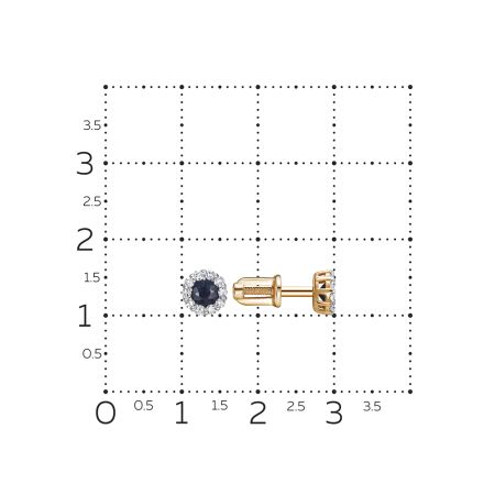 Серьги-пусеты с сапфирами и 20 бриллиантами из красного золота 142955