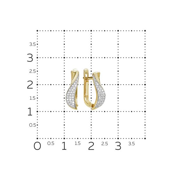 Серьги с 56 бриллиантами 0.168 карат из лимонного золота 88154