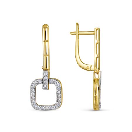 Серьги с 50 бриллиантами 0.35 карат из лимонного золота 138857