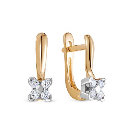 Серьги с 8 бриллиантами 0.257 карат из красного золота 123761