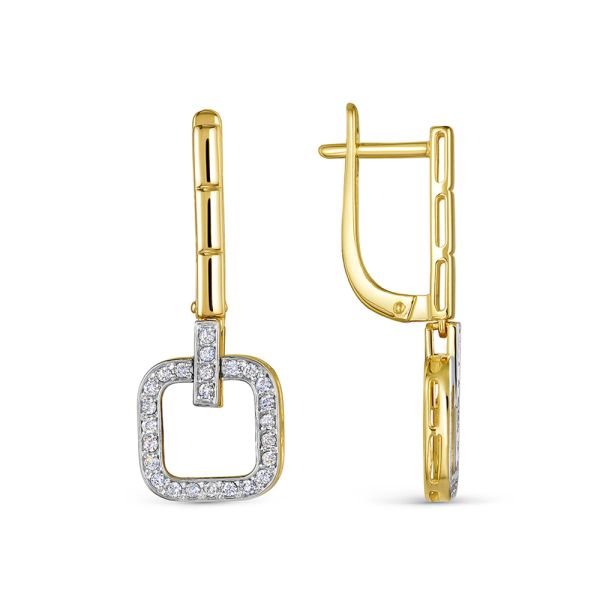 Серьги с 50 бриллиантами 0.35 карат из лимонного золота 138857
