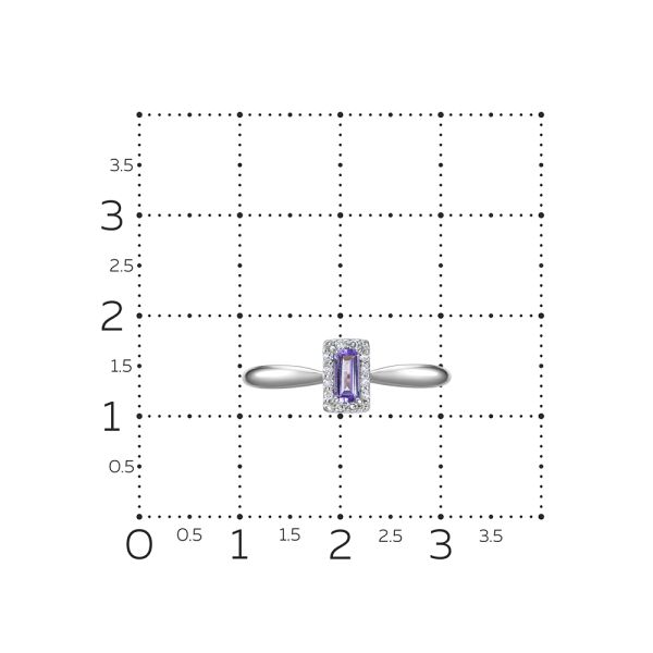 Кольцо с танзанитом и 12 бриллиантами из белого золота 93441