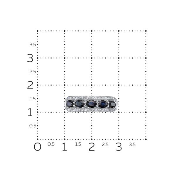 Кольцо с 5 сапфирами и 38 бриллиантами из белого золота 128731