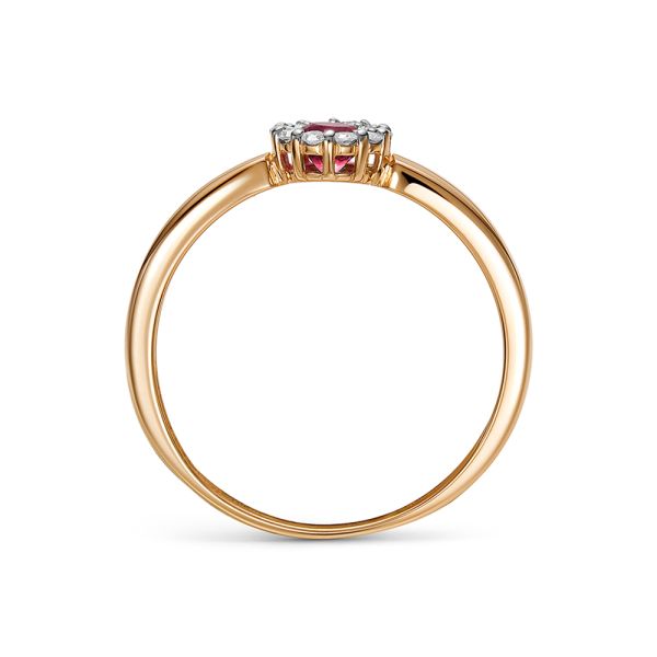 Кольцо с рубином и 10 бриллиантами из красного золота 143427