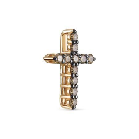 Декоративный крест с 11 коньячными бриллиантами из красного золота 142867