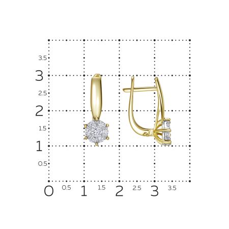 Серьги с 14 бриллиантами из лимонного золота 141371 Серьги с 14 бриллиантами из лимонного золота 141371