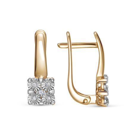 Серьги с 10 бриллиантами из красного золота 143678