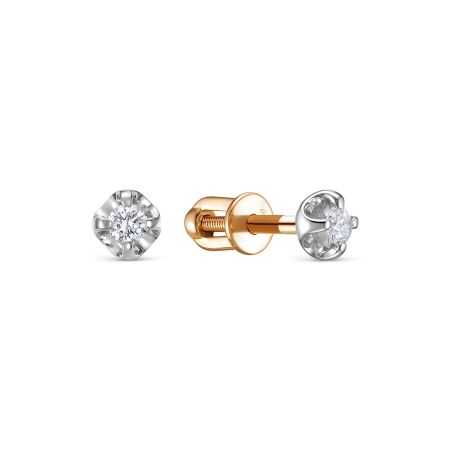 Серьги-пусеты с бриллиантами 0.15 карат из красного золота 148322
