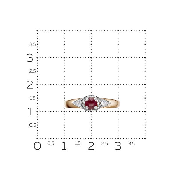 Кольцо с рубином и 6 бриллиантами из красного золота 124232