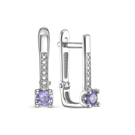 Серьги с танзанитами и 12 бриллиантами из белого золота 143671