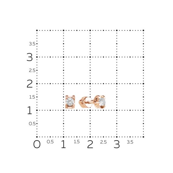 Серьги-пусеты с бриллиантами 0.218 карат из красного золота 67618