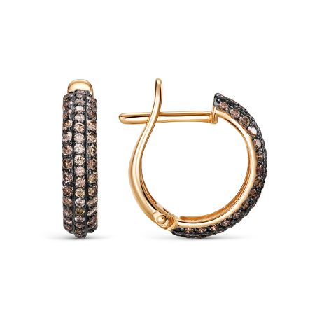 Серьги с 102 коньячными бриллиантами из красного золота 143672