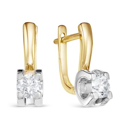 Серьги с бриллиантами 0.7 карат из лимонного золота 54106