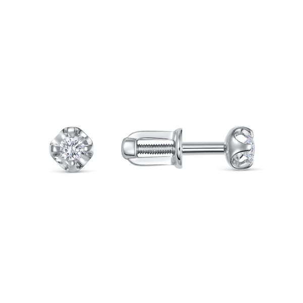 Серьги-пусеты с бриллиантами 0.15 карат из белого золота 148323