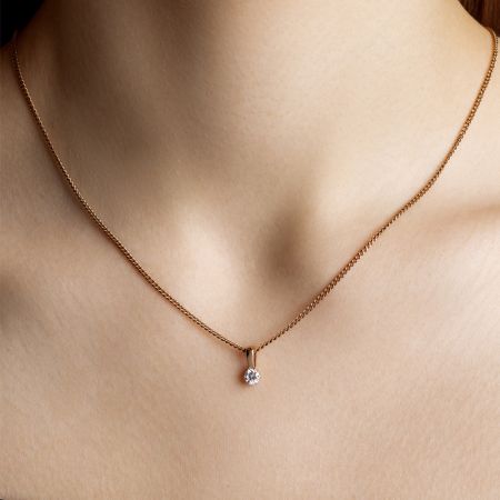 Подвеска с бриллиантом 0.28 карат из красного золота 142885