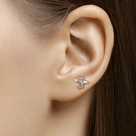 Пирсинг с бриллиантом 0.015 карат из белого золота 142936