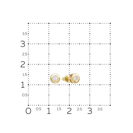 Серьги-пусеты с бриллиантами 0.123 карат из лимонного золота 72885