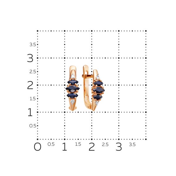 Серьги с 6 сапфирами и 4 бриллиантами из красного золота 54002