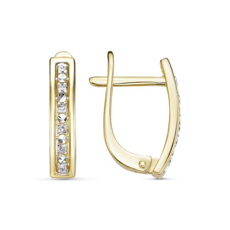 Серьги с 12 бриллиантами 0.048 карат из лимонного золота 136925