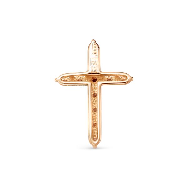 Декоративный крест с 11 бриллиантами 0.33 карат из красного золота 76470
