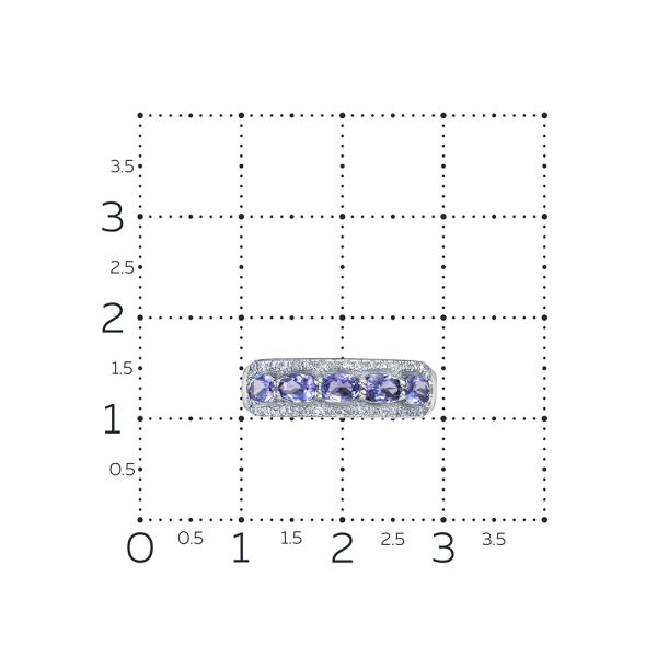 Кольцо с 5 танзанитами и 38 бриллиантами из белого золота 128747