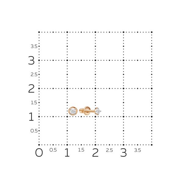 Серьги-пусеты с бриллиантами 0.128 карат из красного золота 61641